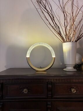 Modern Circular LED Accent Lamp in Brushed Gold